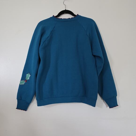 Vintage Holiday Christmas Mock Sweatshirt Women L Puffy Paint Retro Artsy Cottag - Picture 7 of 11